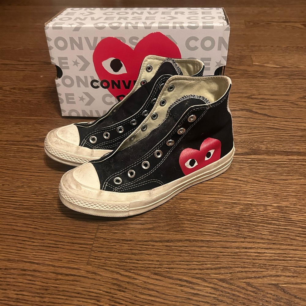 CdG PLAY x Converse Black High top shoes